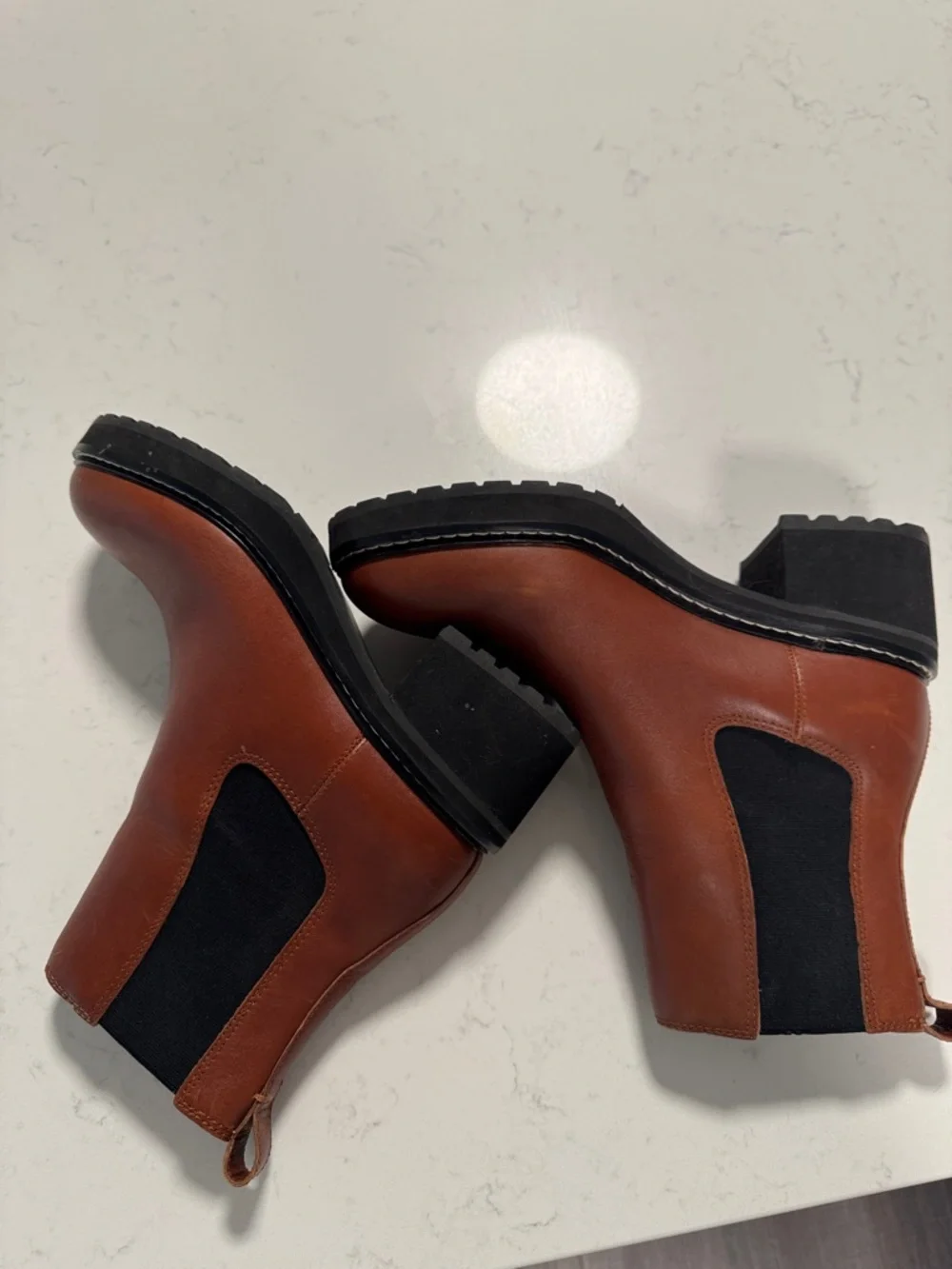 Madewell Chelsea Block Heel Boot in Cognac Brown - Picture 3 of 7